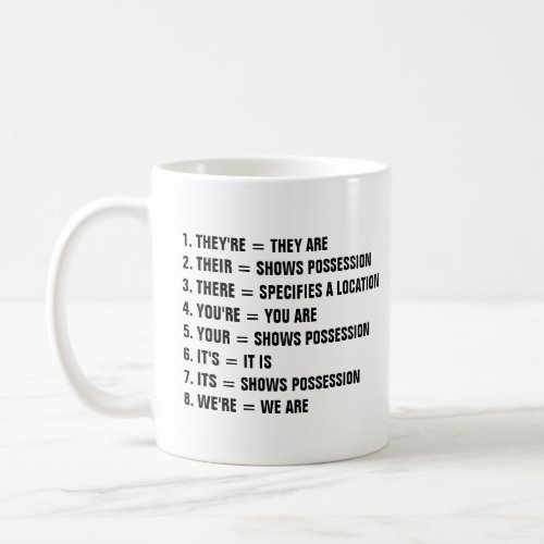 Eight Examples of Proper English Grammar Coffee Mug