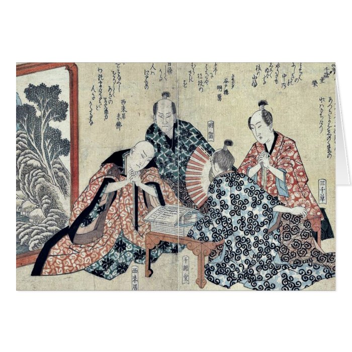 Eight great Kyoka poets 2 by Yajima, Gogaku Ukiyo Card
