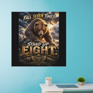 Eight Grizzly Bear Resilience Motivational Wall Decal