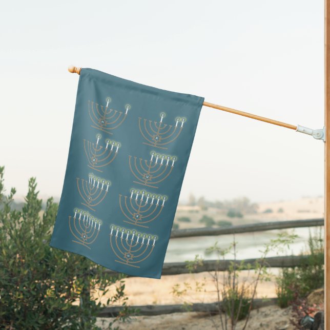 Eight Hanukkah Nights House Flag (Insitu (Back))