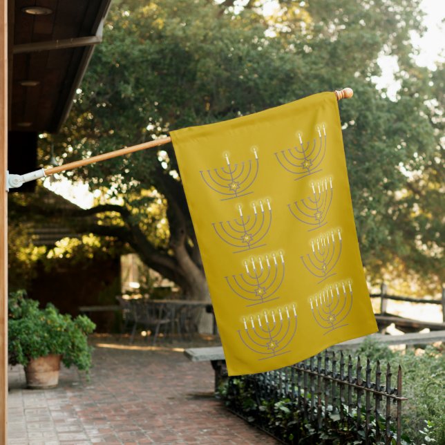 Eight Hanukkah Nights House Flag (In SItu)