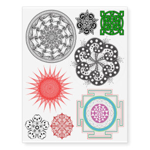 Eight Henna Celtic Mandala Detailed Designs Temporary Tattoos