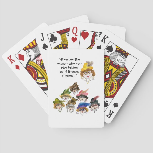 Eight Humorous Bridge Player Ladies Poker Cards (Back)