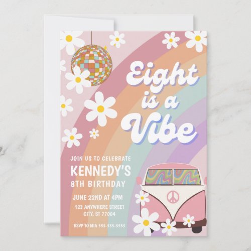 Eight is a vibe 8th birthday invitation