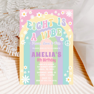 Eight is a Vibe Birthday Invitation Retro Card