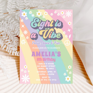 Eight is a Vibe Birthday Invitation   Retro Invite