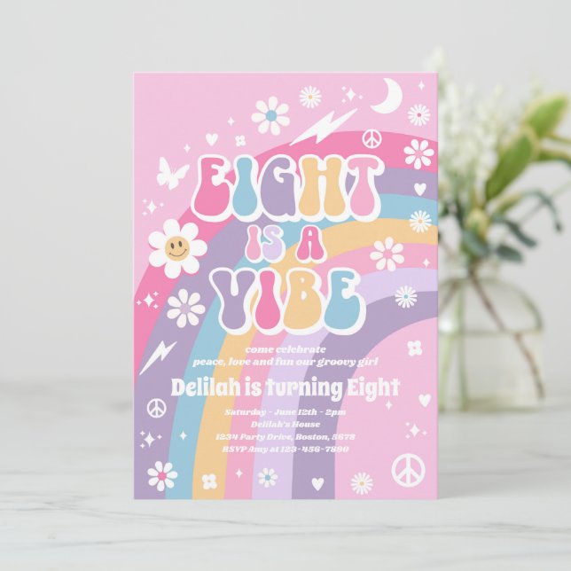 Eight Is A Vibe Geburtstagsdekoration – Groovy Retro Banner 1,5 X 0,9 M Für 8. Geburtstag