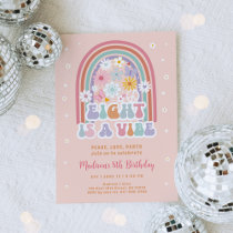 Eight is a Vibe Groovy Rainbow Flower Birthday Invitation