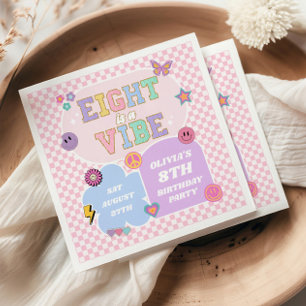 Eight Is A Vibe Preppy Patch 8th Birthday Party Napkins