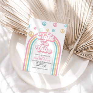 Eight is a Vibe Retro Summer Rainbow Invitation