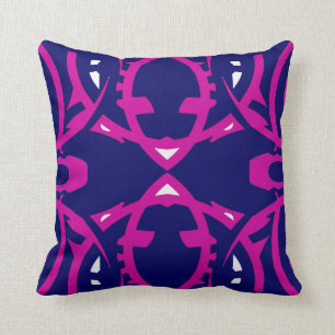 Eight is Enough on Fuchsia/White/Navy Blue Throw Pillow