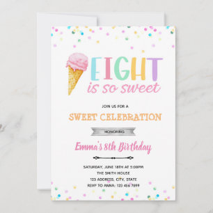 Eight is so sweet ice cream invitation