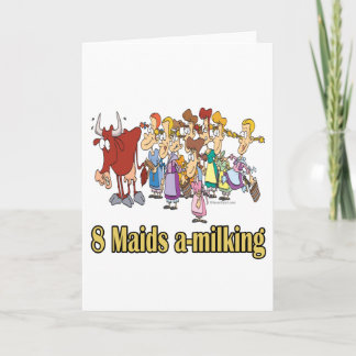 eight maids a-milking 8th eighth day christmas holiday card
