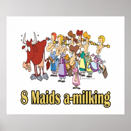 eight maids a_milking 8th eighth day christmas poster