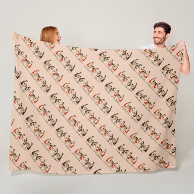 Eight Maids A Milking Cut-Out Stencil-Style 2 Fleece Blanket (In Situ)