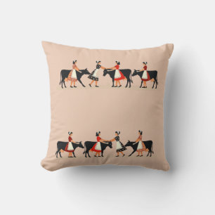 Eight Maids A Milking Cut-Out Stencil-Style 3 Throw Pillow