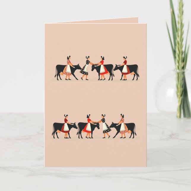Eight Maids A Milking Cut-Out Stencil-Style 4 Holiday Card (Front)