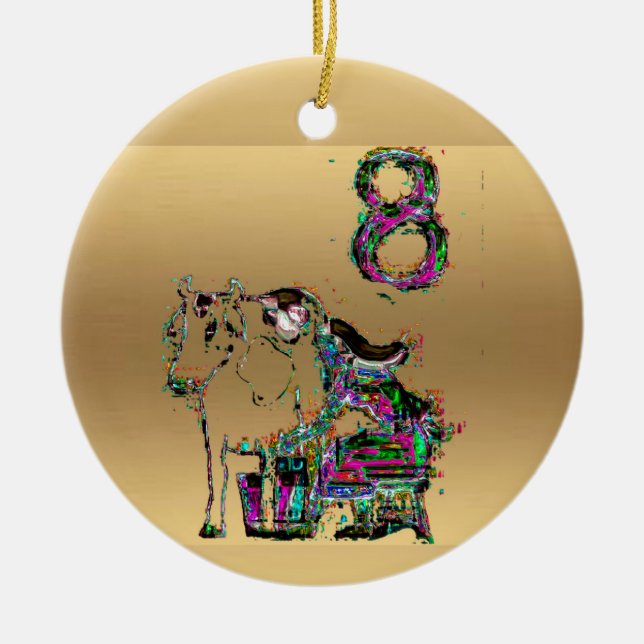 Eight maids a-milking gold Christmas Decoration (Front)