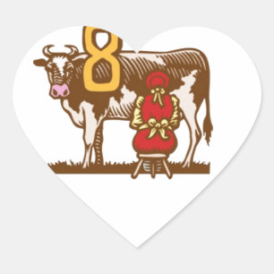 Eight Maids a-Milking Heart Sticker