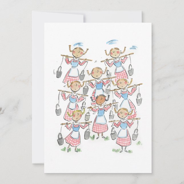 Eight Maids a Milking Invitation (Front)