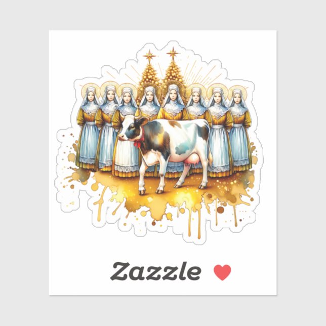 Eight Maids a-Milking | Twelve Days of Christmas Sticker (Sheet)