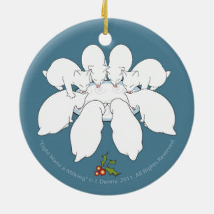 Eight Manx a-Milking... double sided Ceramic Ornament