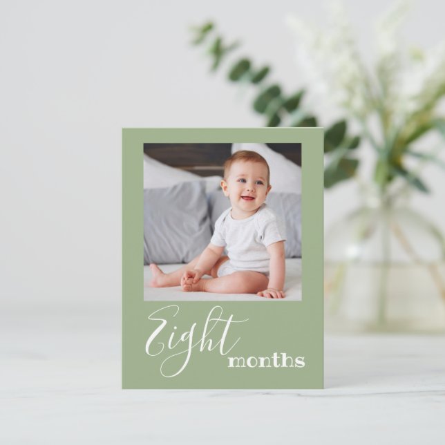 Eight Month Photo First Birthday Banner Card (Standing Front)