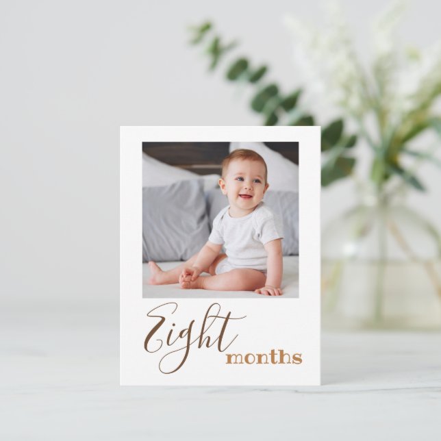 Eight Month Photo First Birthday Banner Card (Standing Front)