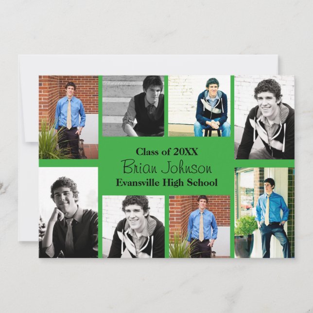 Eight/Nine Photos Green - Grad Announcement (Front)
