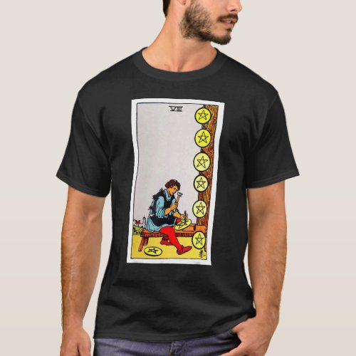 Eight Of Coins Or Pentacles Vintage Tarot  Rider W T_Shirt