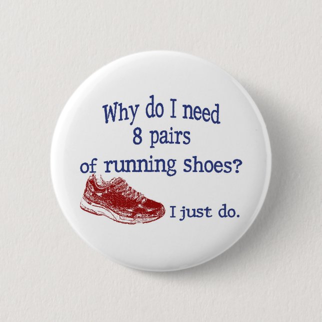 Eight Pairs Running Shoes Pinback Button (Front)