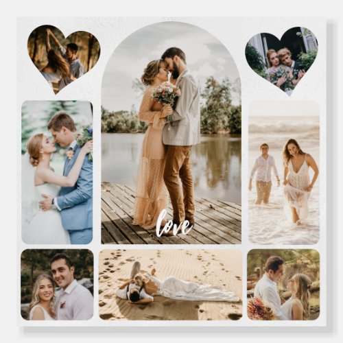Eight Photo Collage Couple Wedding Entrance Sign