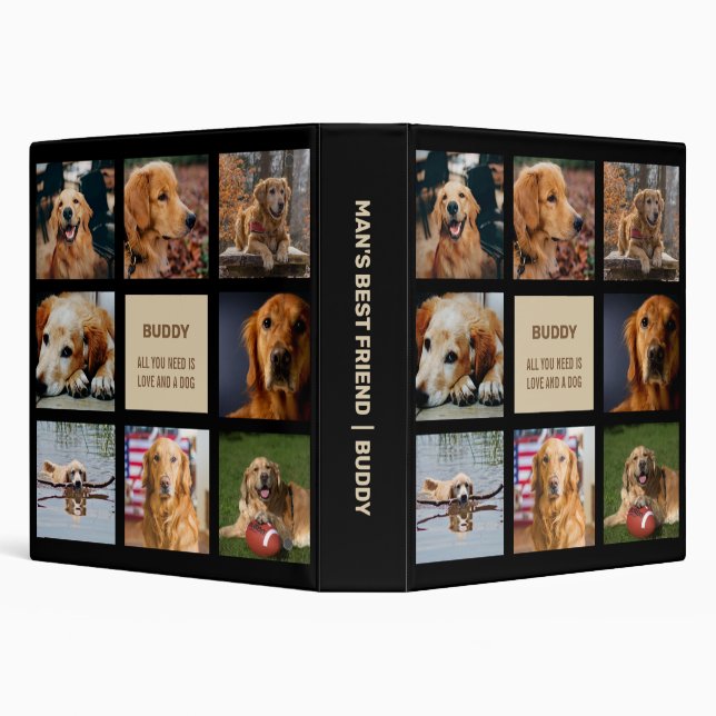 Eight Photo Collage Dog  3 Ring Binder (Background)