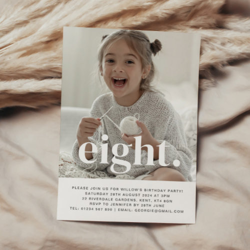 Eight Photo First Birthday Invitation 