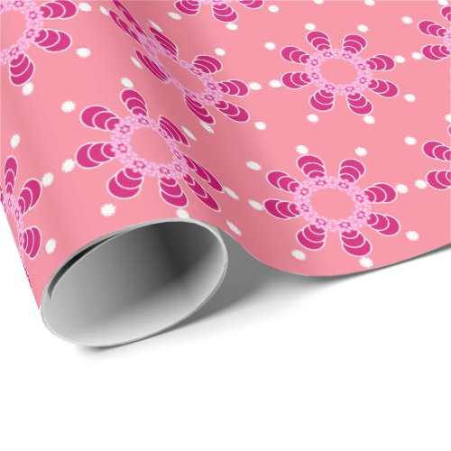 Eight point Mandala Coral Pink and Magenta Wrapping Paper