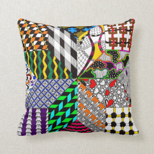 Eight Point Quilt Block Colored Decorative Pillow