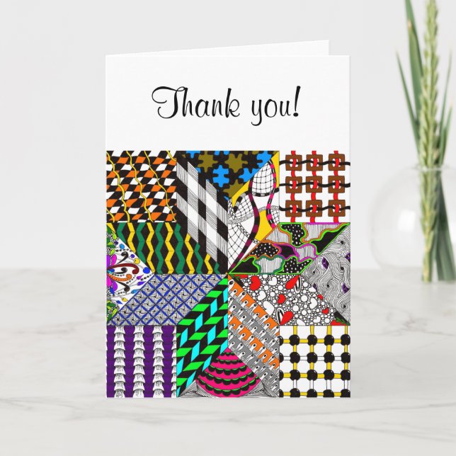 Eight Point Quilt Block Colored Greeting Card (Front)