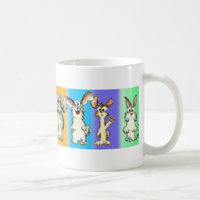 Eight Rabbits Silly- Cartoon Bunnies Coffee Mug (Right)