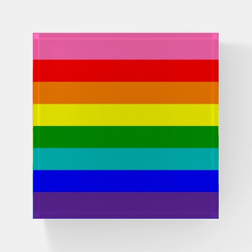 Eight Stripe Rainbow Pride Flag Paperweight