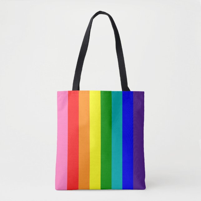 Eight Stripe Rainbow Pride Flag Tote Bag (Front)