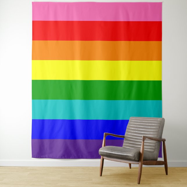 Eight Stripe Rainbow Pride Flag Vertical Tapestry (In Situ)