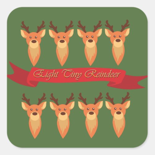 Eight Tiny Reindeer Square Sticker
