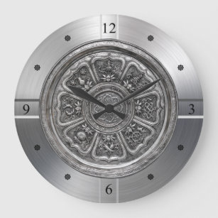 Eight Treasure Pattern Silver Plate ~ (八寳紋銀盤) ~   Large Clock