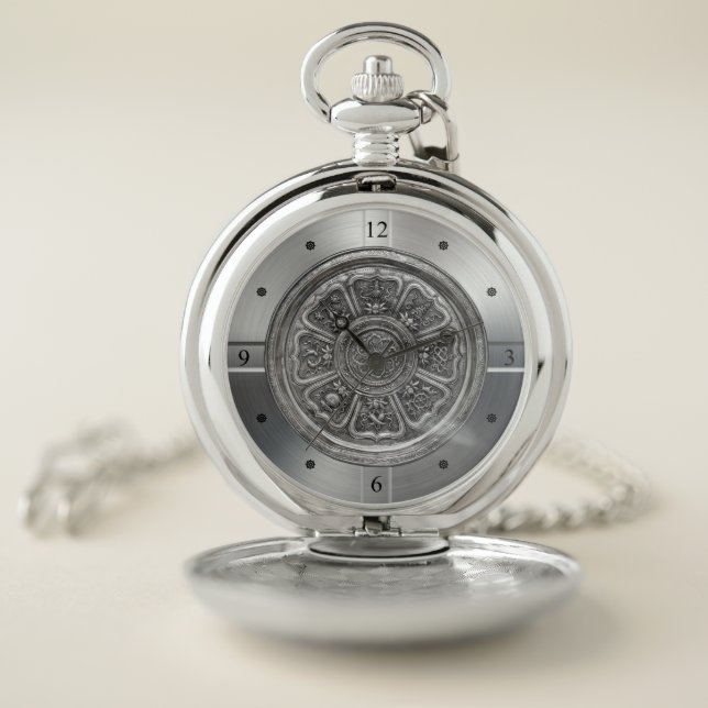 Eight Treasure Pattern Silver Plate ~ (八寳紋銀盤) ~   Pocket Watch (Inside)