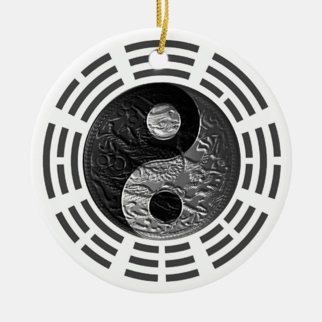 Eight Trigrams Yin Yang Embossed-Like Dragon Ceramic Ornament (Front)