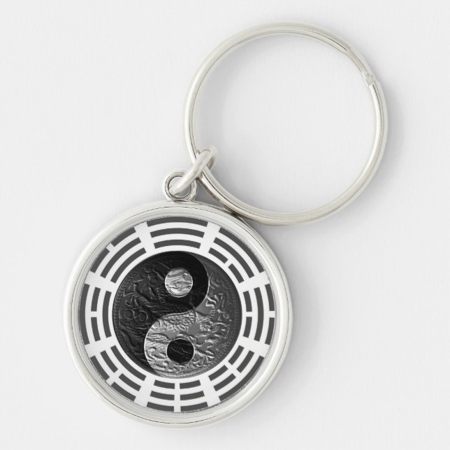 Eight Trigrams Yin Yang Embossed-Like Dragon Keychain (Front)