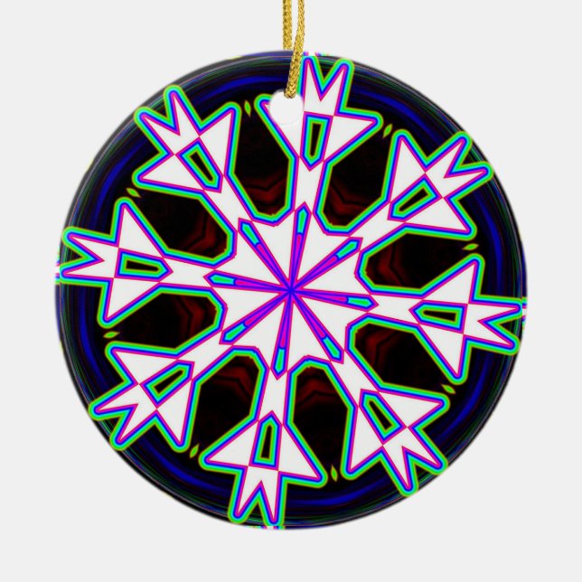 Eight Way Mandala Kaleidoscope Ceramic Ornament (Front)