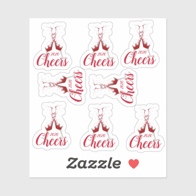Eight Wines Glasses Splashing Red Wine Sticker (Sheet)