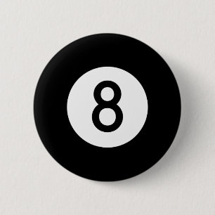 Eightball Black Number Eight Pool Snooker Ball Button