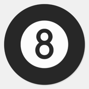 Eightball Black Number Eight Pool Snooker Ball Classic Round Sticker